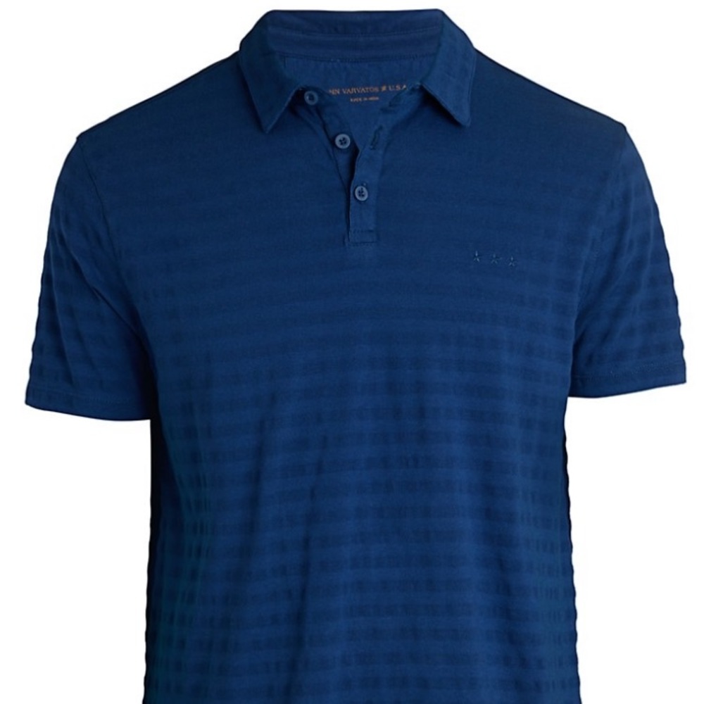 John Varvatos Short Sleeve Texturized Striped Polo